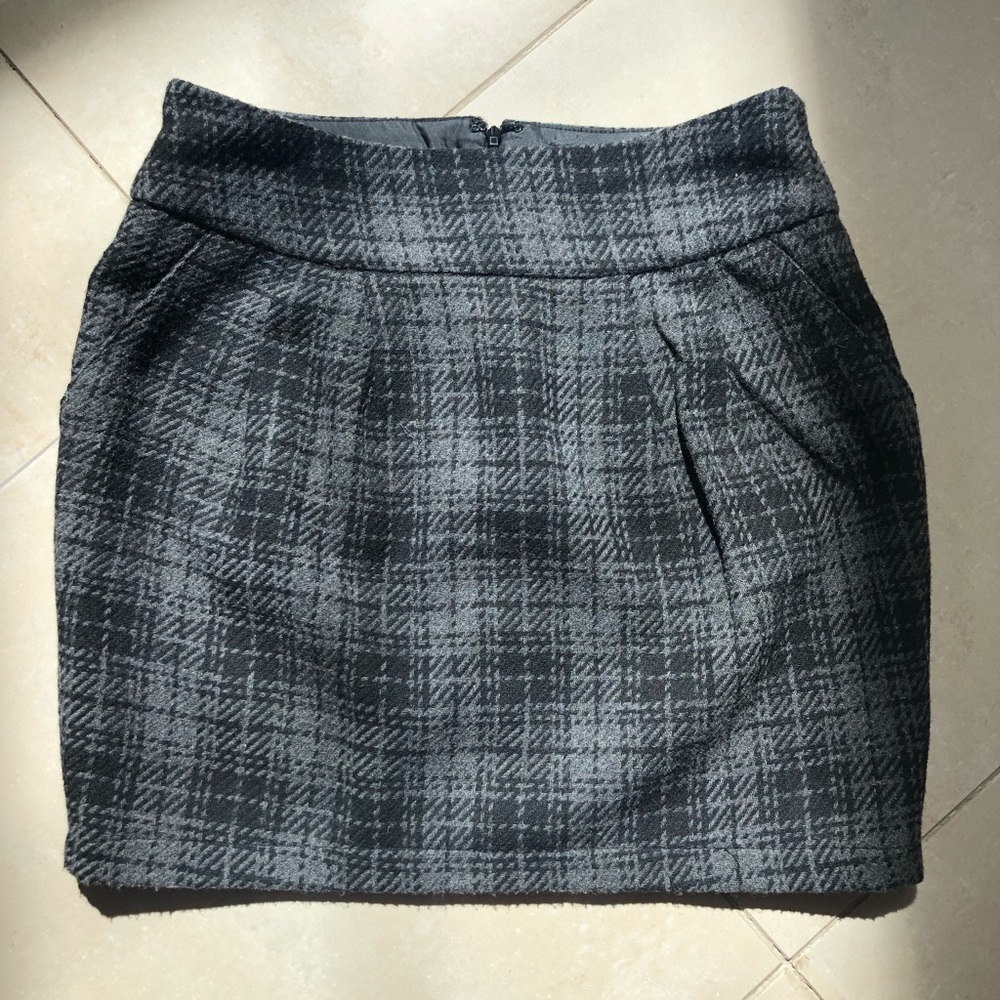 Black and Grey Plaid Skirt.